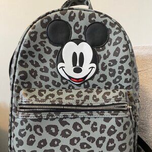 Disney Mickey gray leopard animal print backpack